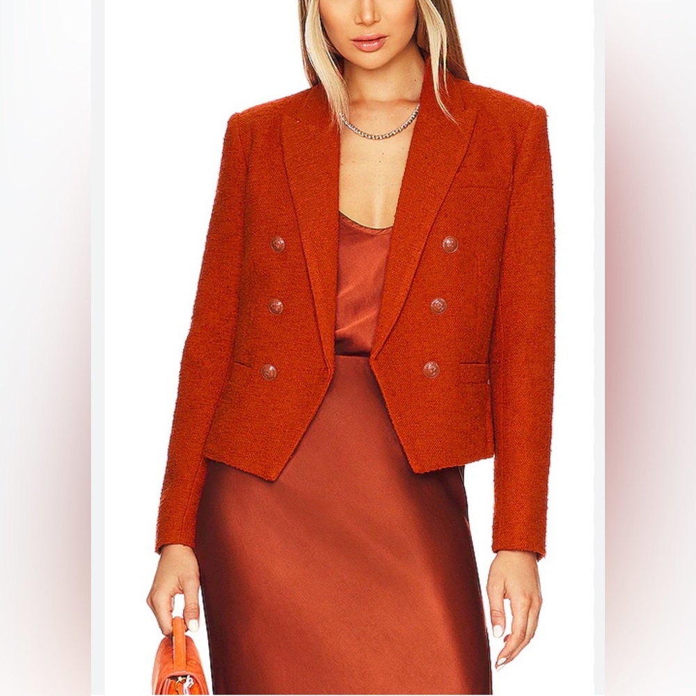L’AGENCE Brooke Double Breasted Crop   Blazer Size 4